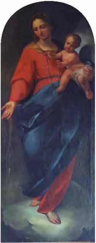 8-Madonna col Bambino-tela per ricoprire la statua all'altare della Madonna del Rosario-Verolavecchia (BS)